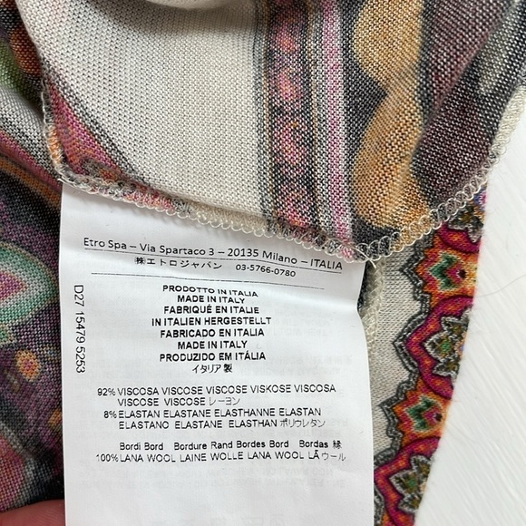 ETRO colourful paisley summer sweater size 38 Small NEW - Picture 5 of 5